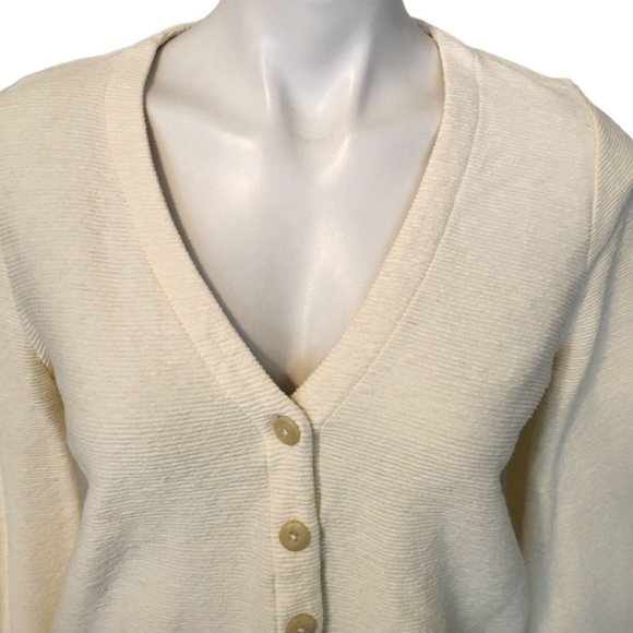 MADEWELL Texture & Thread White Button Down Balloon Cardigan Sweater - Picture 3 of 6